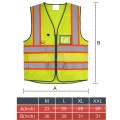 El trabajo de seguridad de alta visibilidad durable de 360 ​​grados usa un chaleco de seguridad reflectante de Hi Viz con bolsillos para tarjetas de identificación y un cierre frontal con cremallera